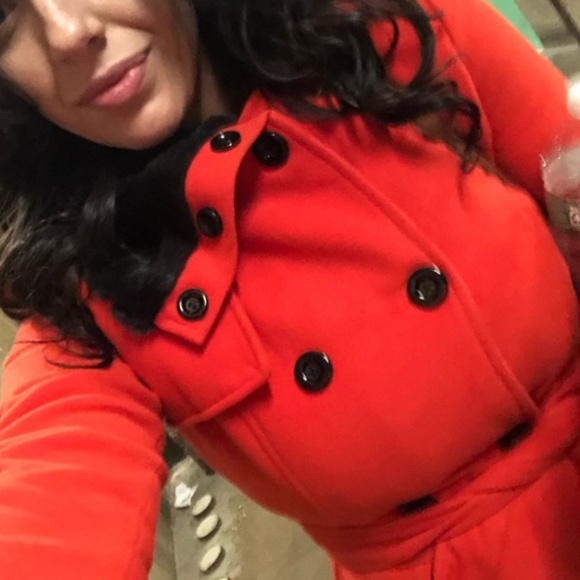 Red & Black Faux Fur Fit & Flare Button Jacket - Picture 2 of 7